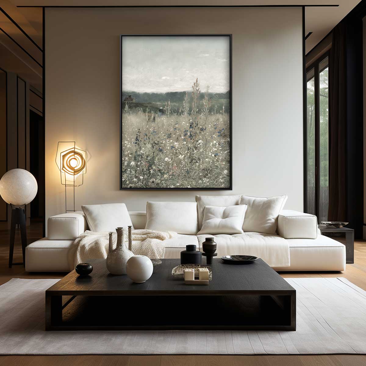 Zomerweide met Veldbloemen – staand kunstwerk voor modern interieur