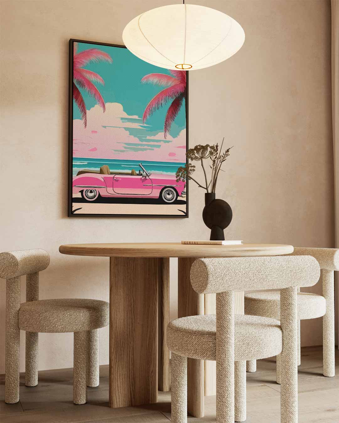 Retro Stranddagen – kunstwerk met zwarte baklijst
