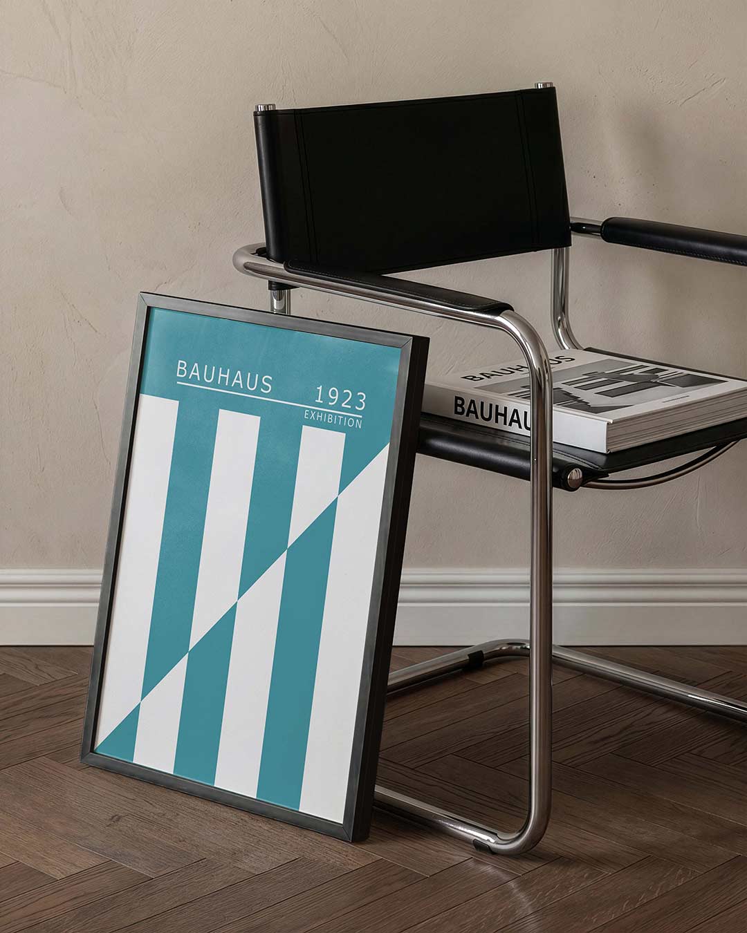 Lijnen en vlakken – staande Bauhaus poster voor aan de muur