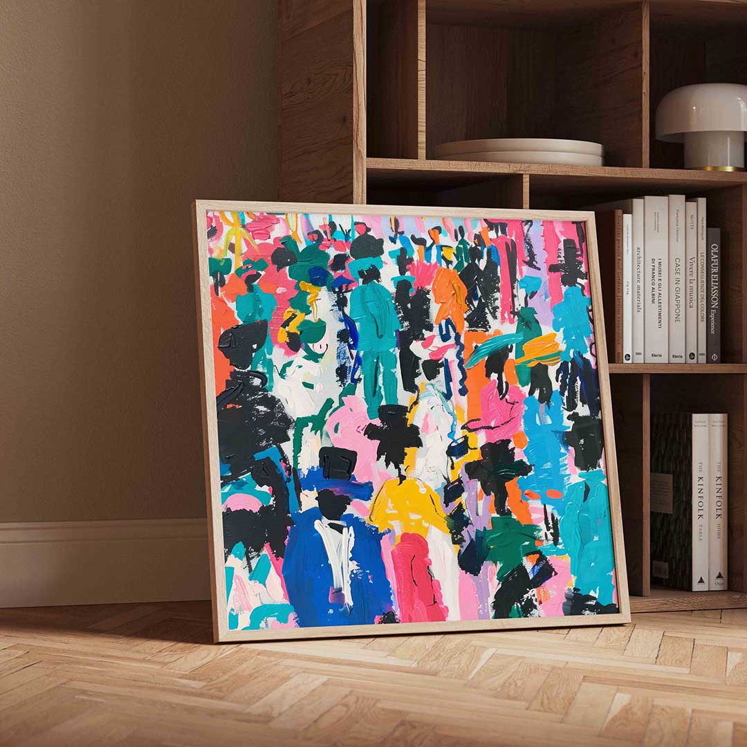 Kleurrijke figuren – geïllustreerde wandkunst als vierkante poster