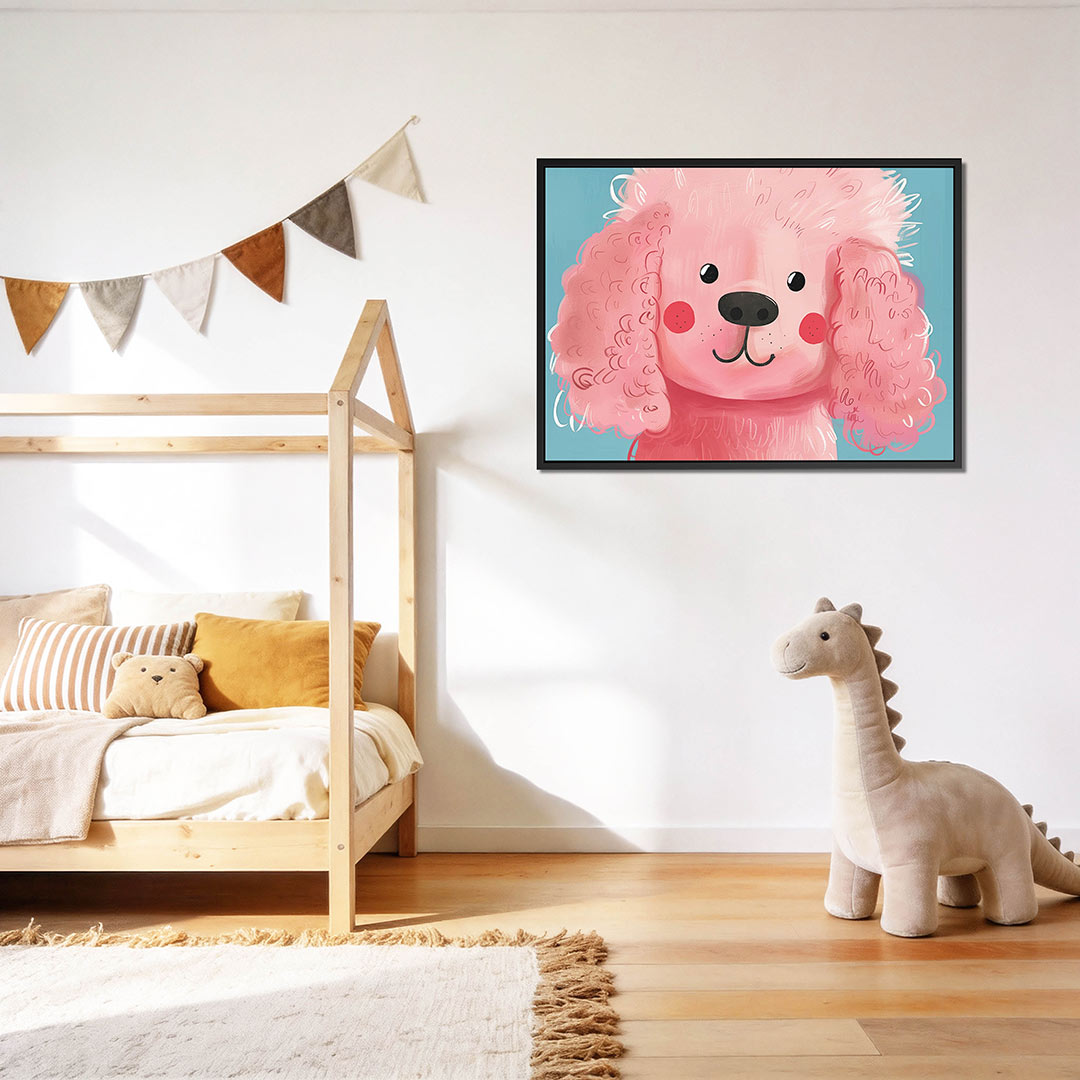 Vrolijke hond illustratie – op canvas, dibond of plexiglas