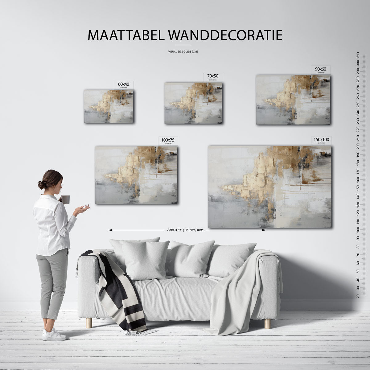 Gelaagde texturen – Liggende wanddecoratie – moderne liggende wandkunst