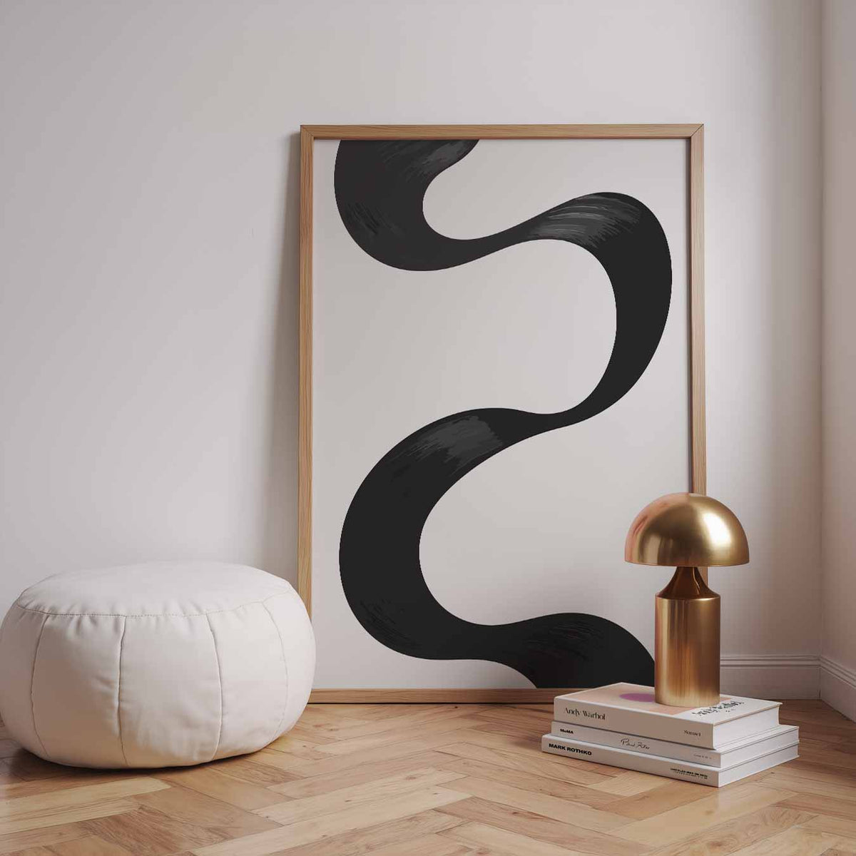 Elegante Zwarte Golven – staande kleurrijke abstracte wanddecoratie van WallArtistic
