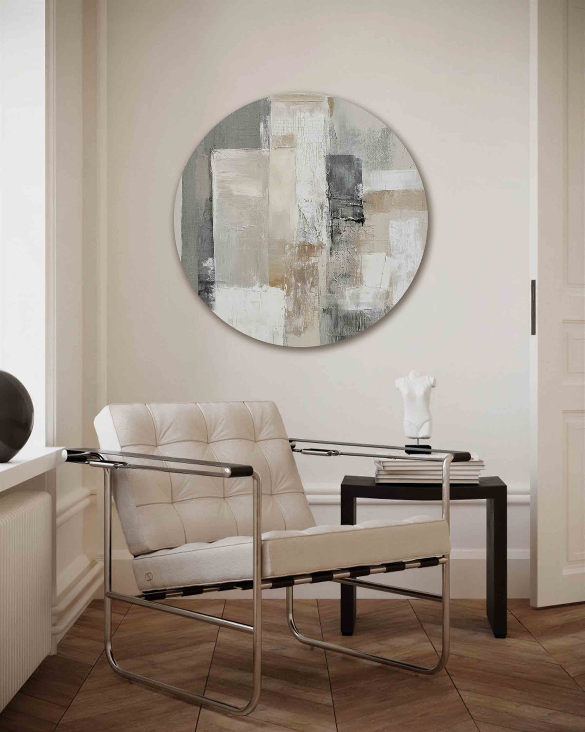 Abstracte vormen – abstracte muurcirkel als ronde wanddecoratie