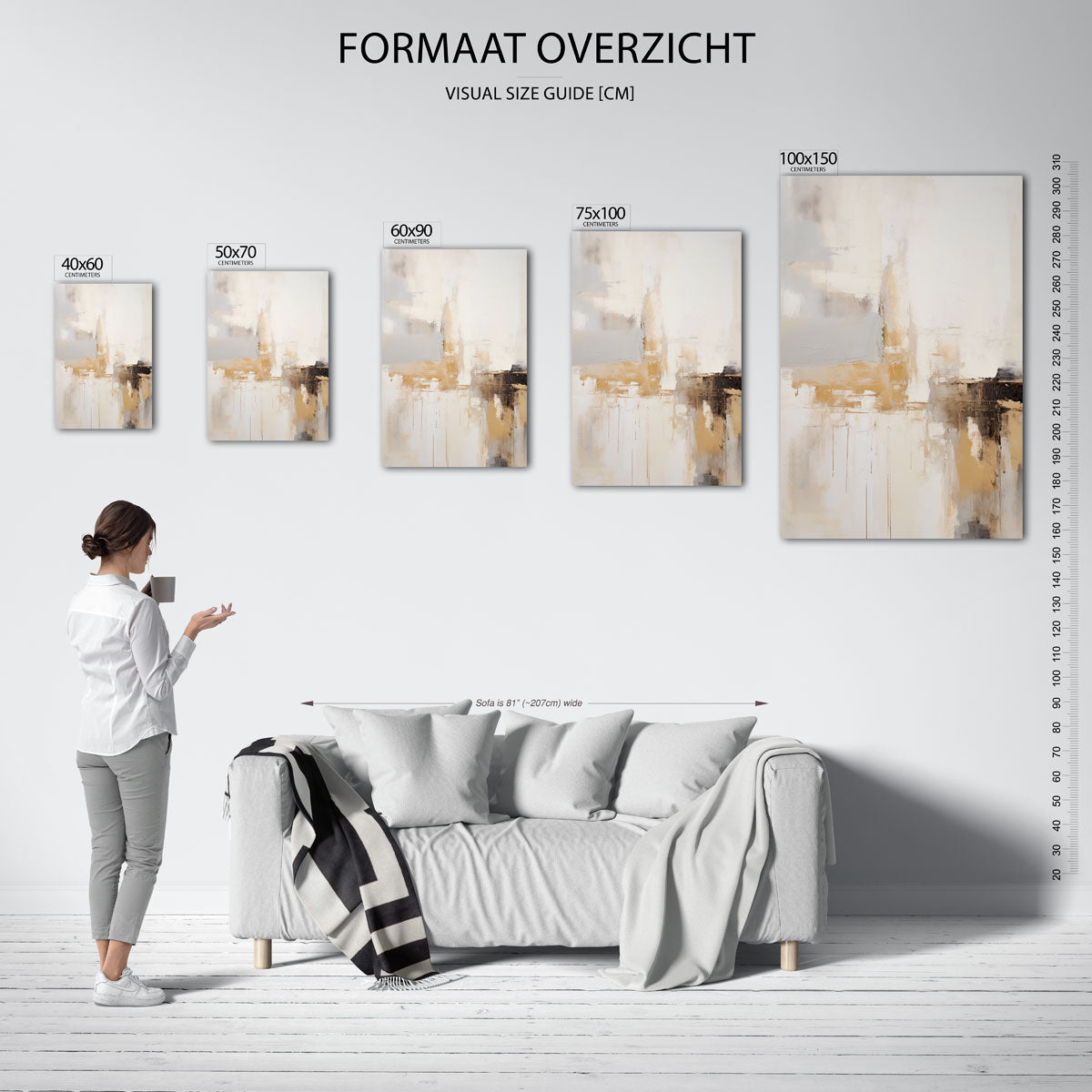 Rustige kleurencompositie – staand wanddecoratie kunstwerk