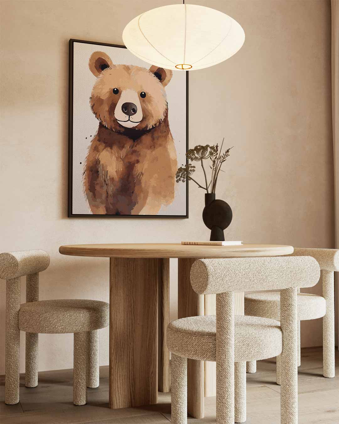 Vrolijke Beer Schilderij – staand kunstwerk voor modern interieur