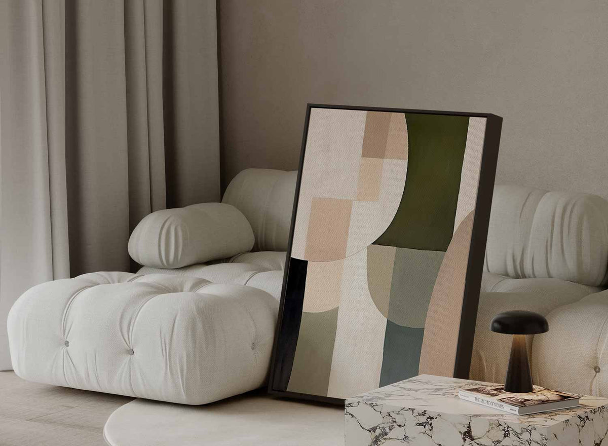 Harmonische Abstractie in Aardetinten – modern portret kunstwerk van WallArtistic