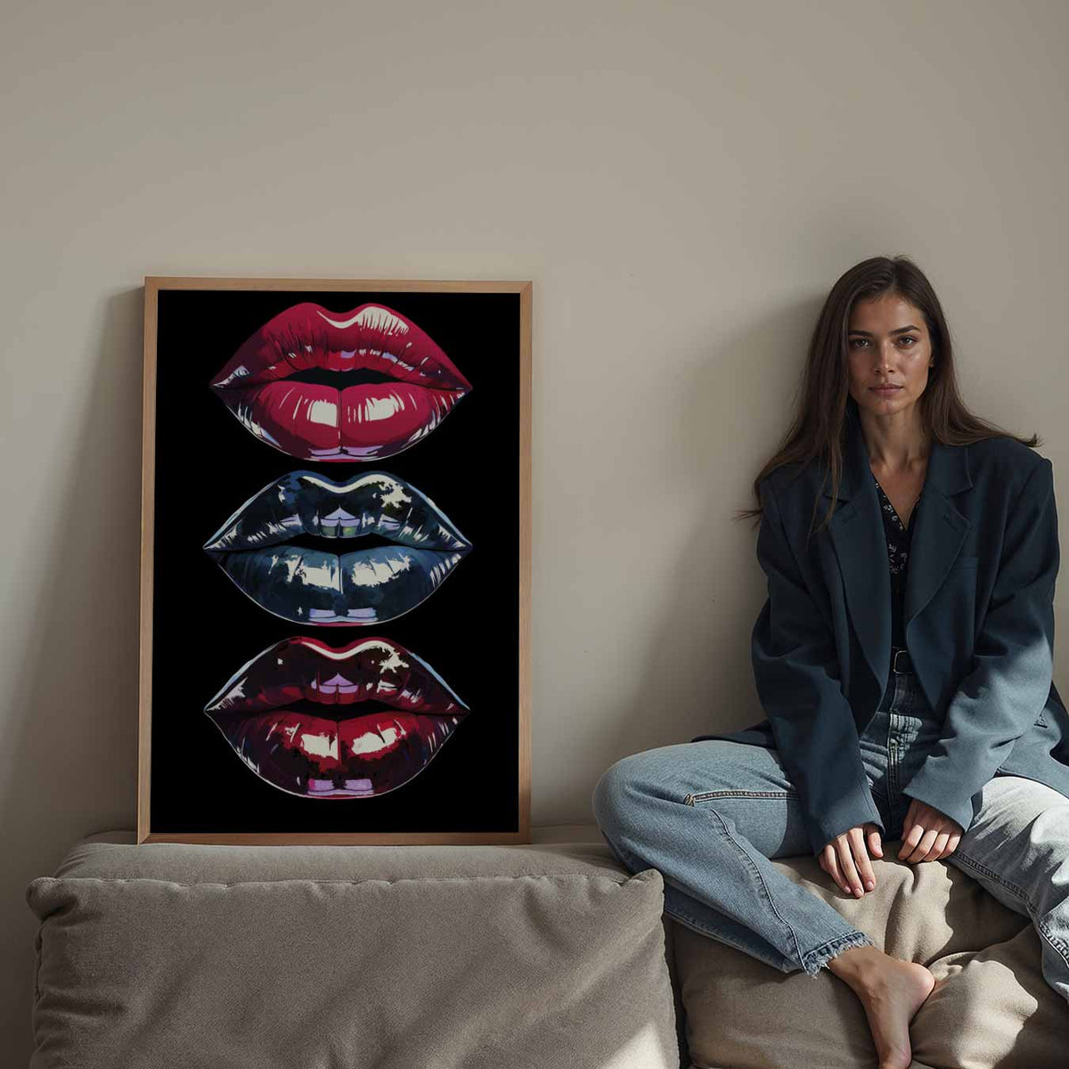 Stijlvolle Lippen – Streetart wandkunst als portret poster