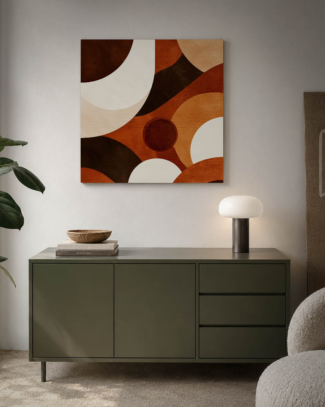 Organische vormen compositie kunstwerk – detailweergave – dit werk toont een dynamische compositie van overlappende cirkels