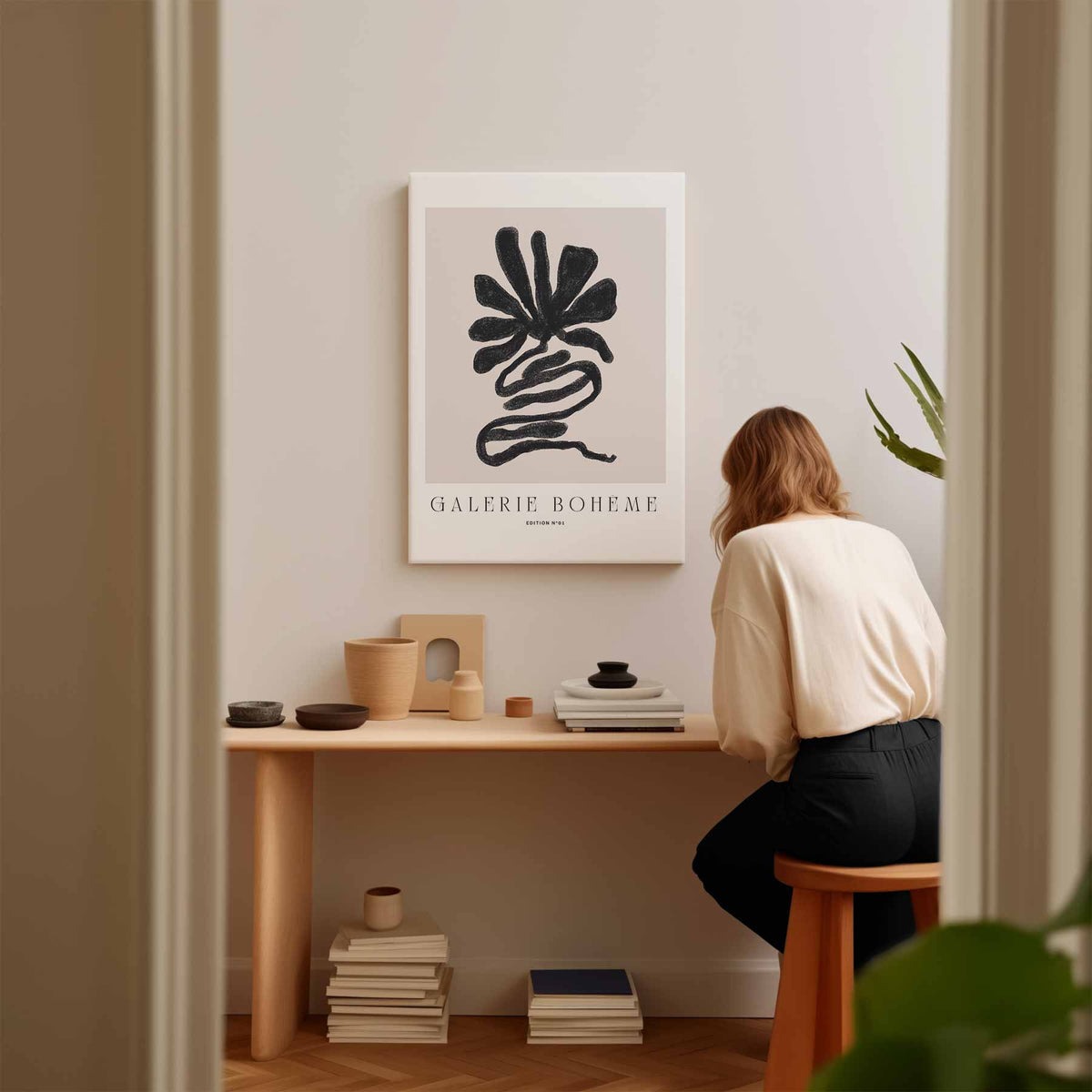 Abstracte Bloemvorm – modern portret kunstwerk van WallArtistic