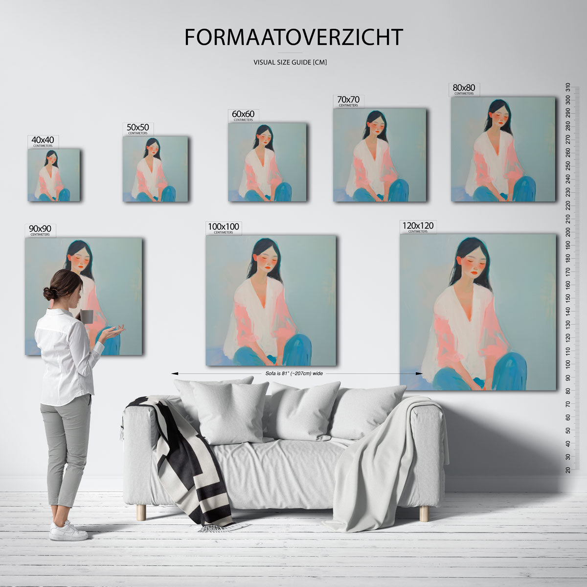 Vrouw in pasteltinten – vierkante muurposter met kunst en design