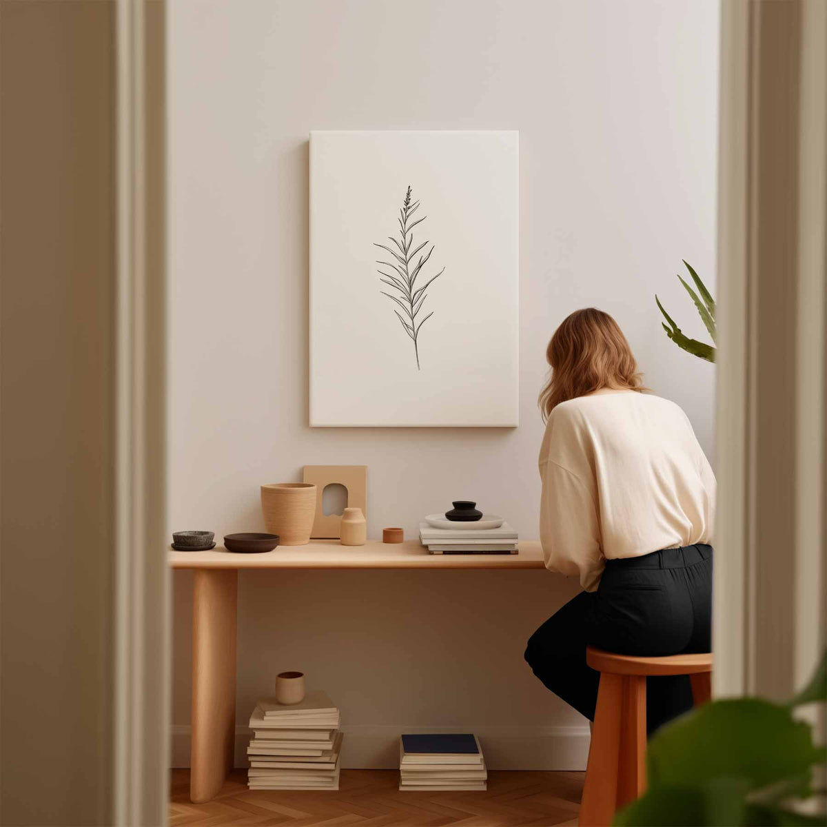 Minimalistisch Botanisch – modern portret kunstwerk van WallArtistic