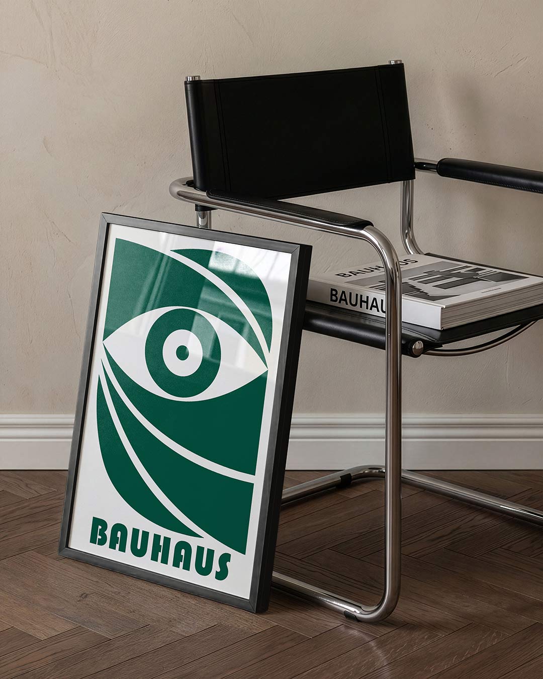 Oogvorm en lijnen – staande Bauhaus poster voor aan de muur