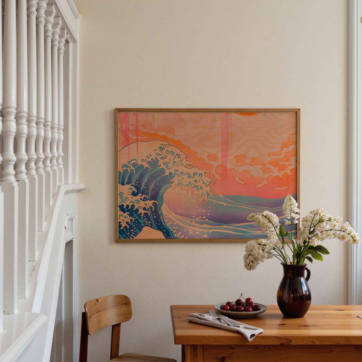Golven en wolken – moderne poster in liggend formaat