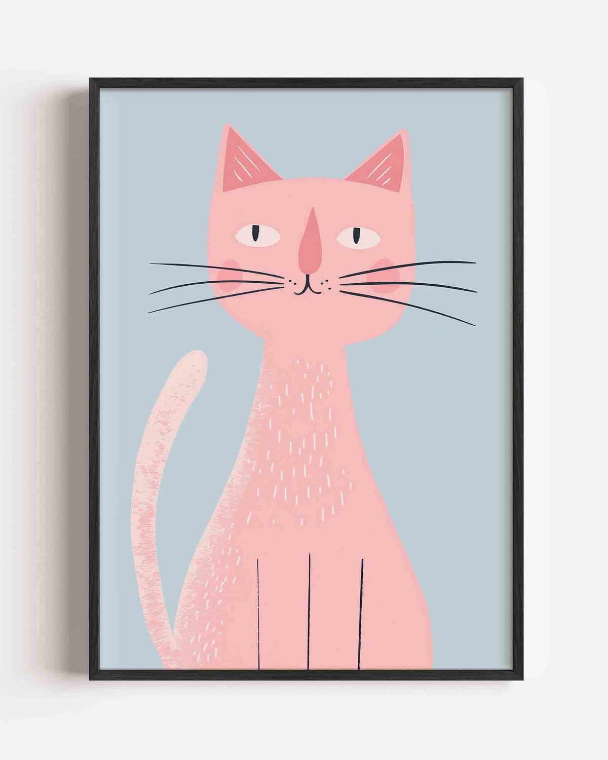 Roze kat – kids portret poster als wanddecoratie