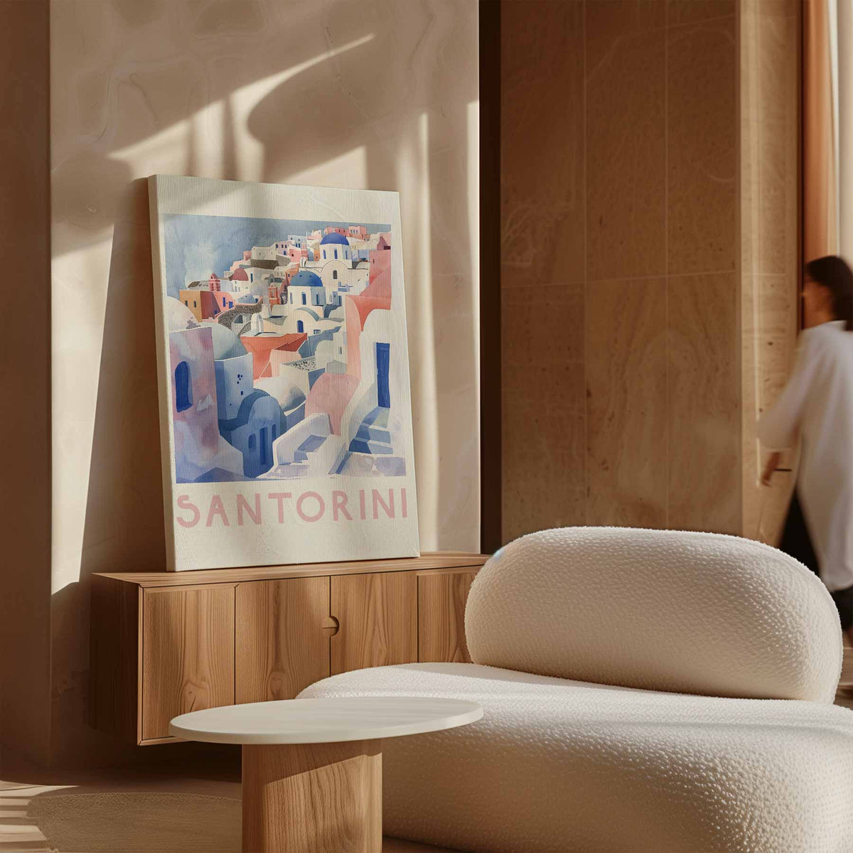 Santorini Droomlandschap – plexiglas wanddecoratie in portret formaat