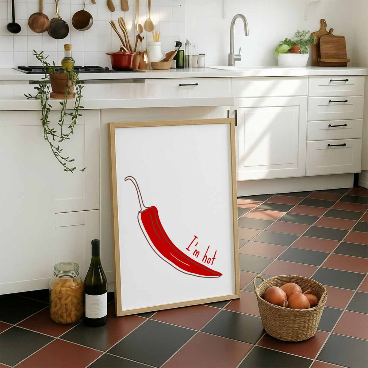 Pittige Chili Peper – staande muurposter voor keuken of eethoek
