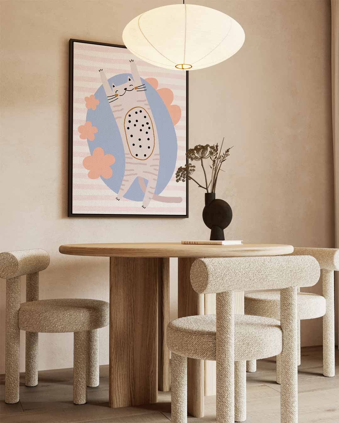 Vrolijke Kat in Pastelkleuren – staand kunstwerk voor modern interieur