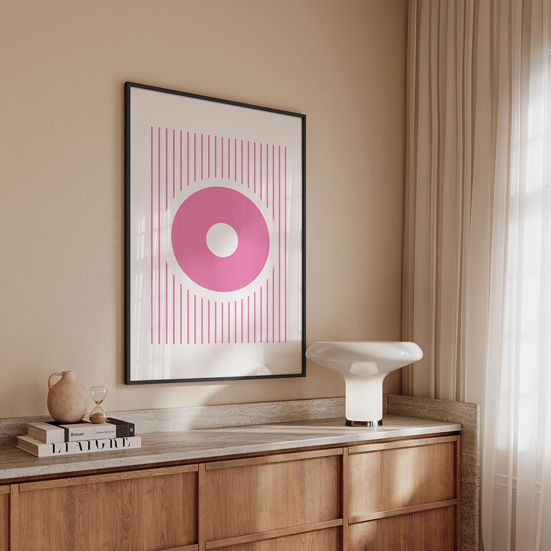 Cirkel en lijnen – geometrische Bauhaus poster in staand formaat