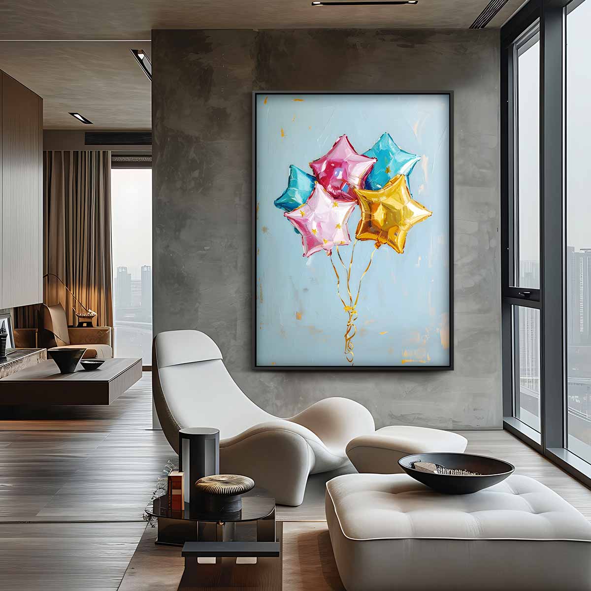 Vrolijke Sterrenballonnen – staande wandkunst voor woonkamer of interieur