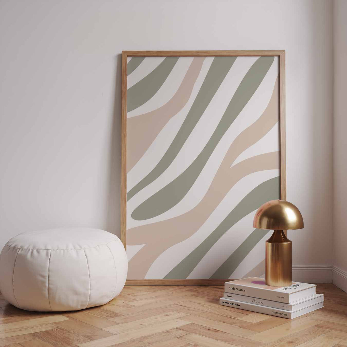 Zebrapatroon Poster in Neutrale Kleuren – staande kleurrijke abstracte wanddecoratie van WallArtistic