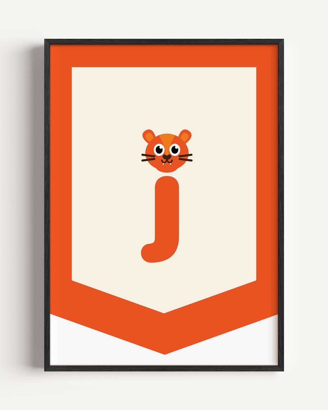 Speelse Tijger Letterposter – kids portret poster als wanddecoratie