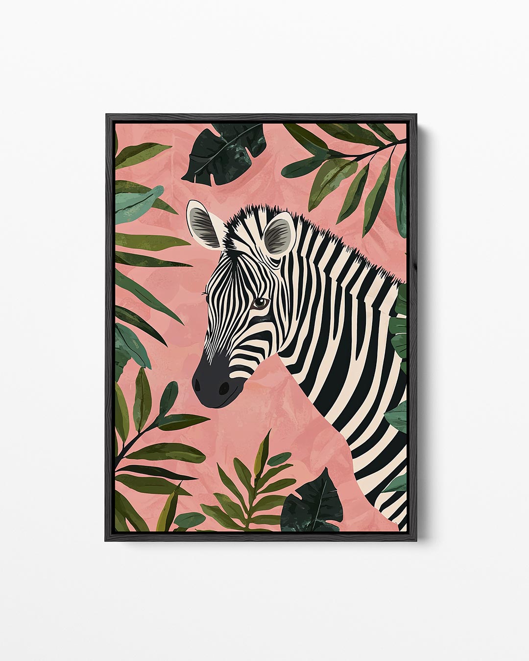 Zebra en bladeren – staand wanddecoratie kunstwerk