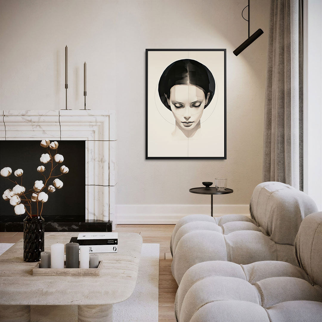 Geometrisch portret – moderne staande wandkunst