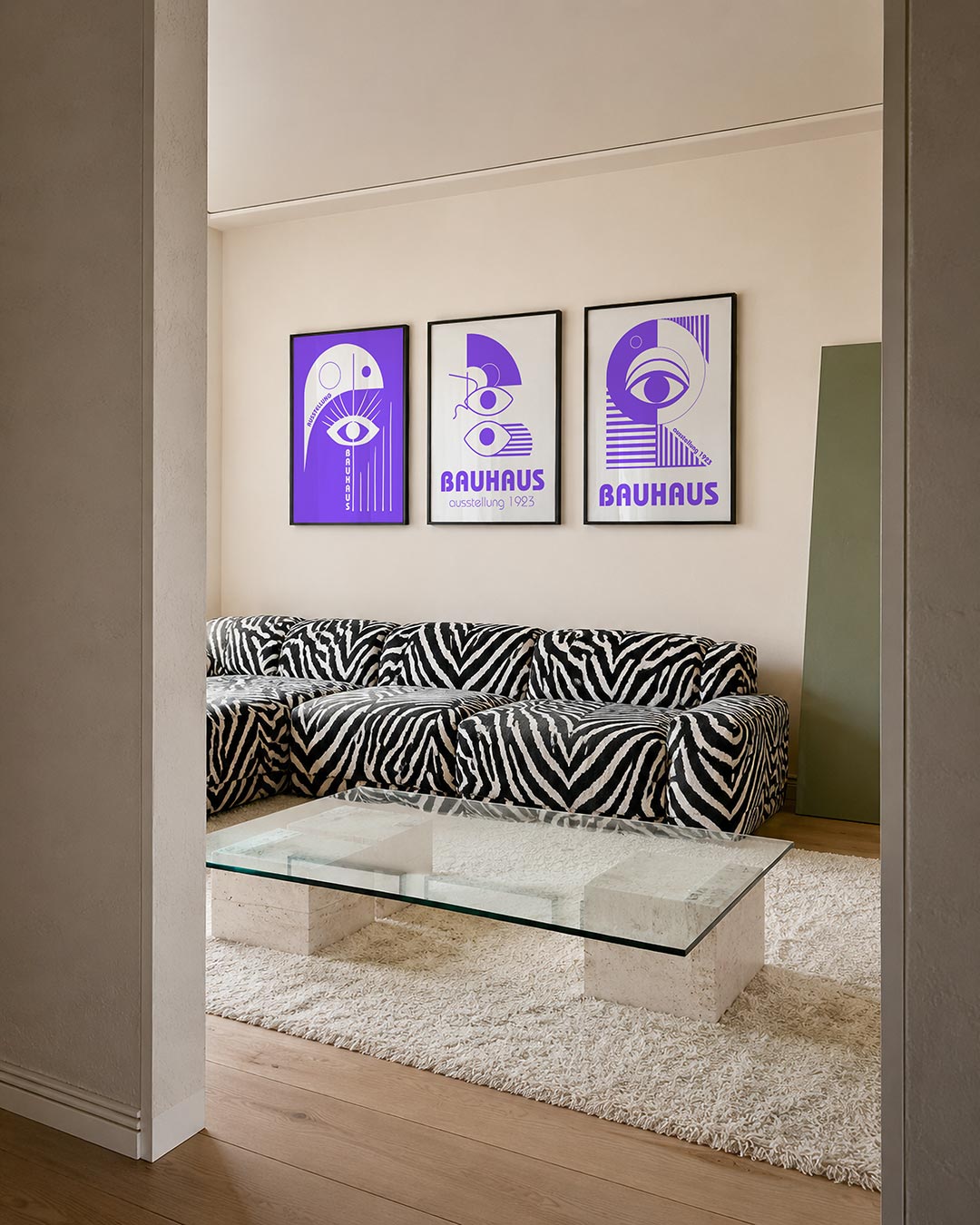 Oog en lijnen posterset – tweede productweergave – deze posterset in drie delen toont een groot wit oog