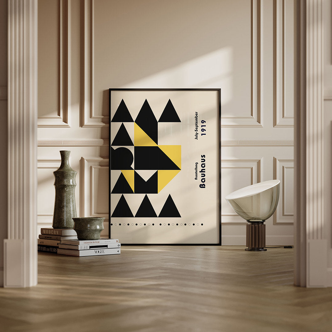 Geometrische vlakverdeling – moderne Bauhaus wandkunst als poster