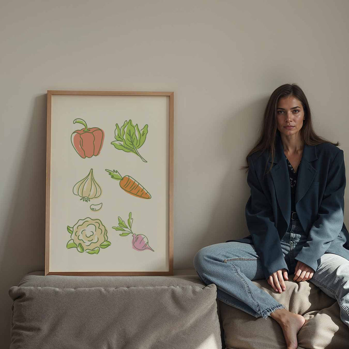 Vrolijke Groente Illustratieposter – staande keuken wanddecoratie van WallArtistic