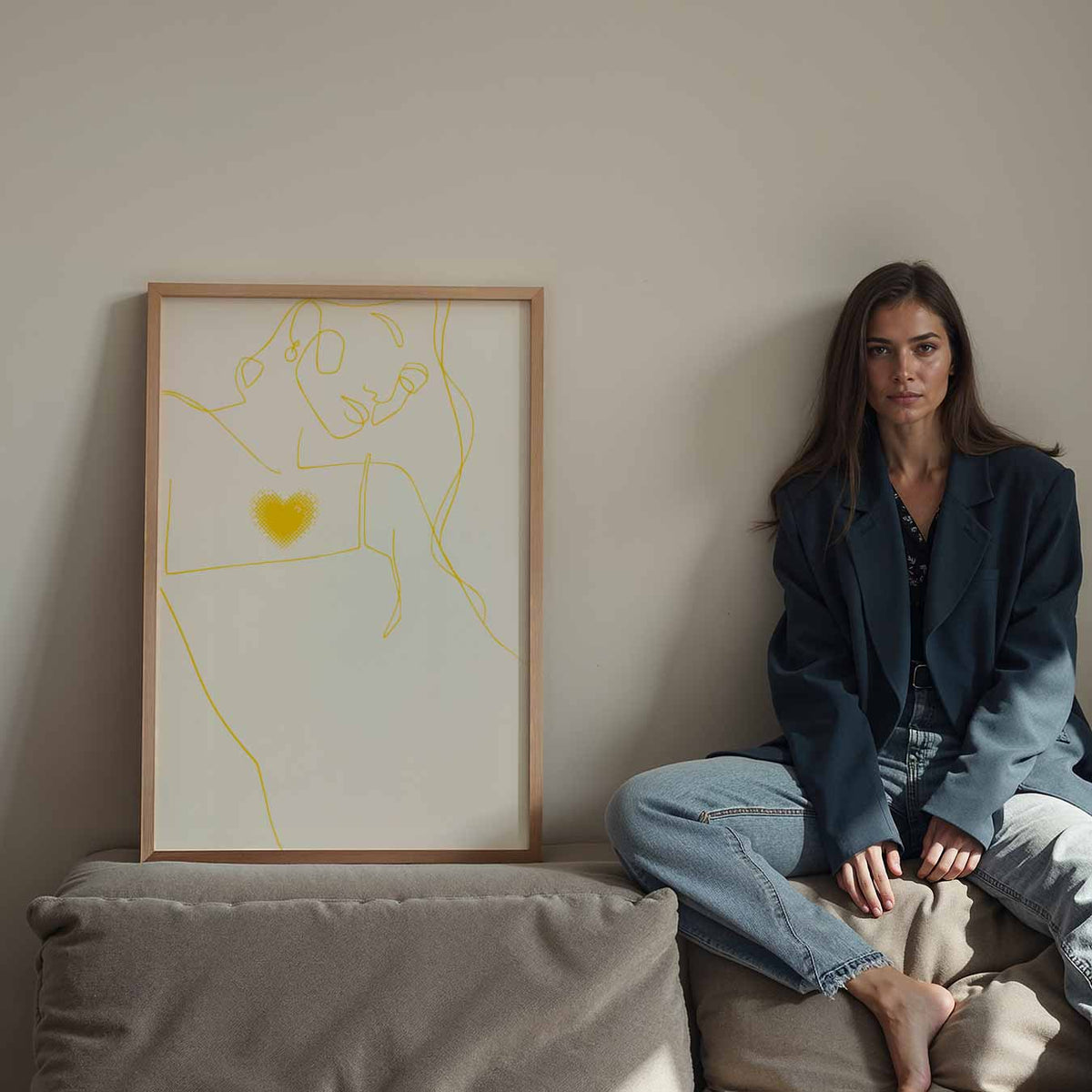 Romantische Lijnkunst – Streetart wandkunst als portret poster