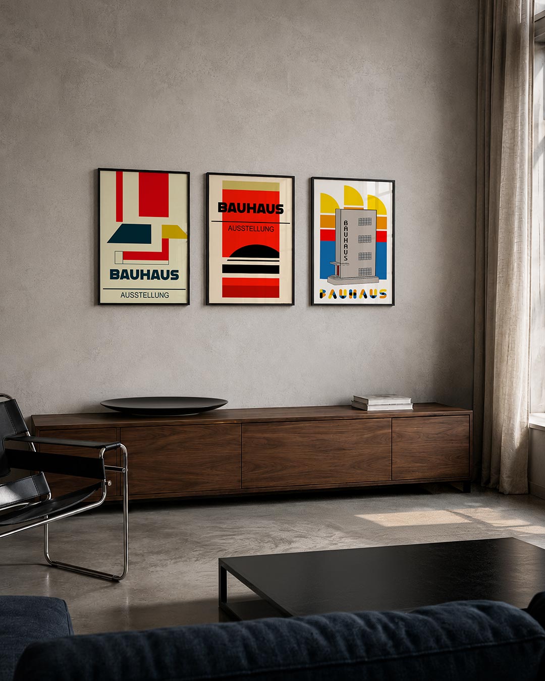Kleurvlakken en lijnen posterset – tweede productweergave – deze posterset in drie delen toont een dynamisch spel van