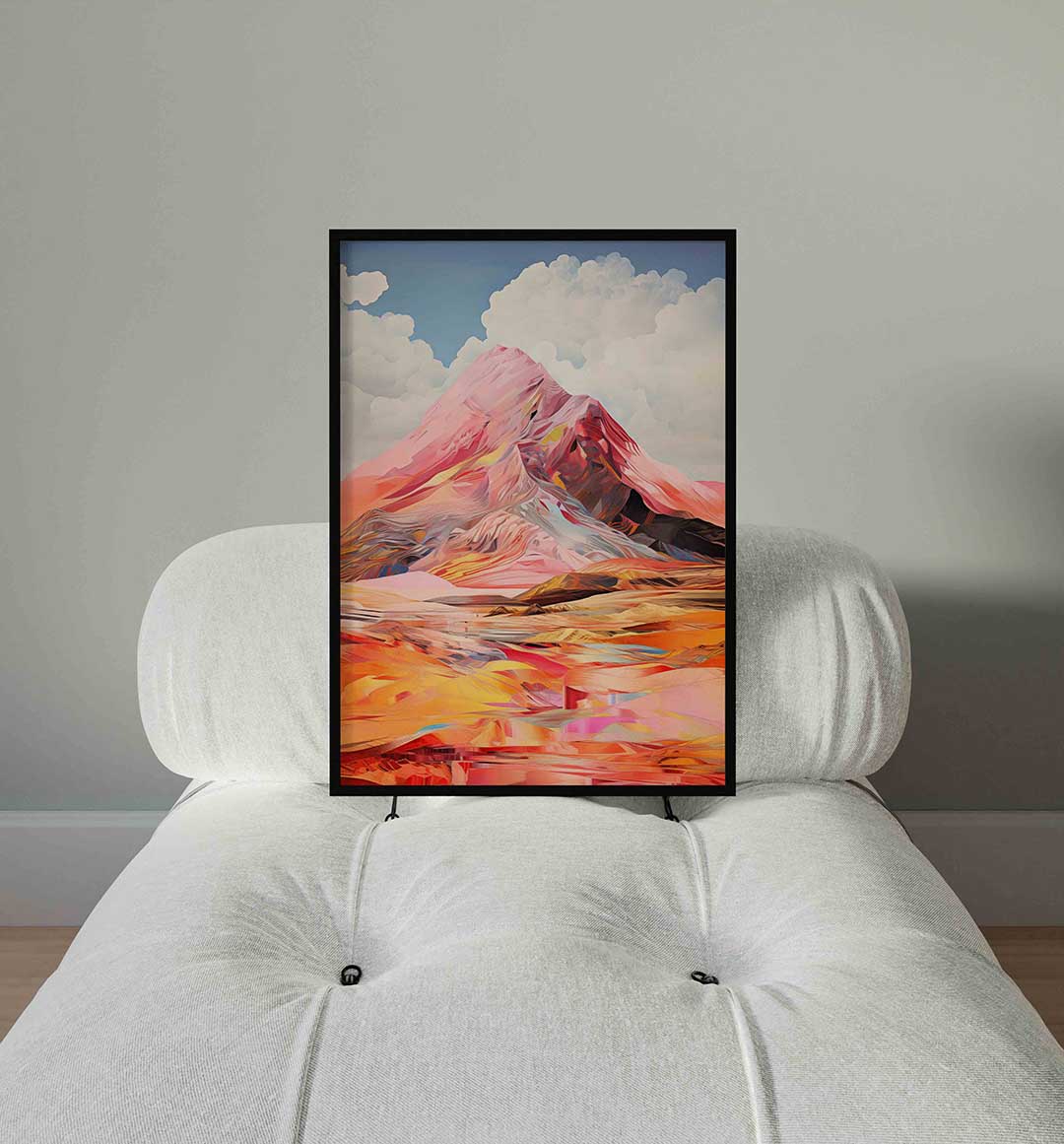 Berglandschap met wolken – staande surrealistische wanddecoratie van WallArtistic