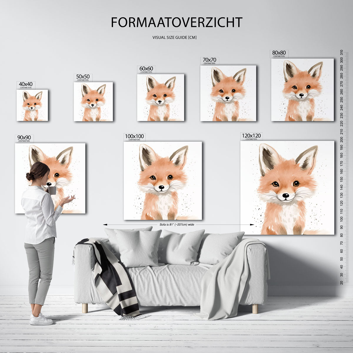 Vrolijke vos – vierkante muurposter voor de kinderkamer