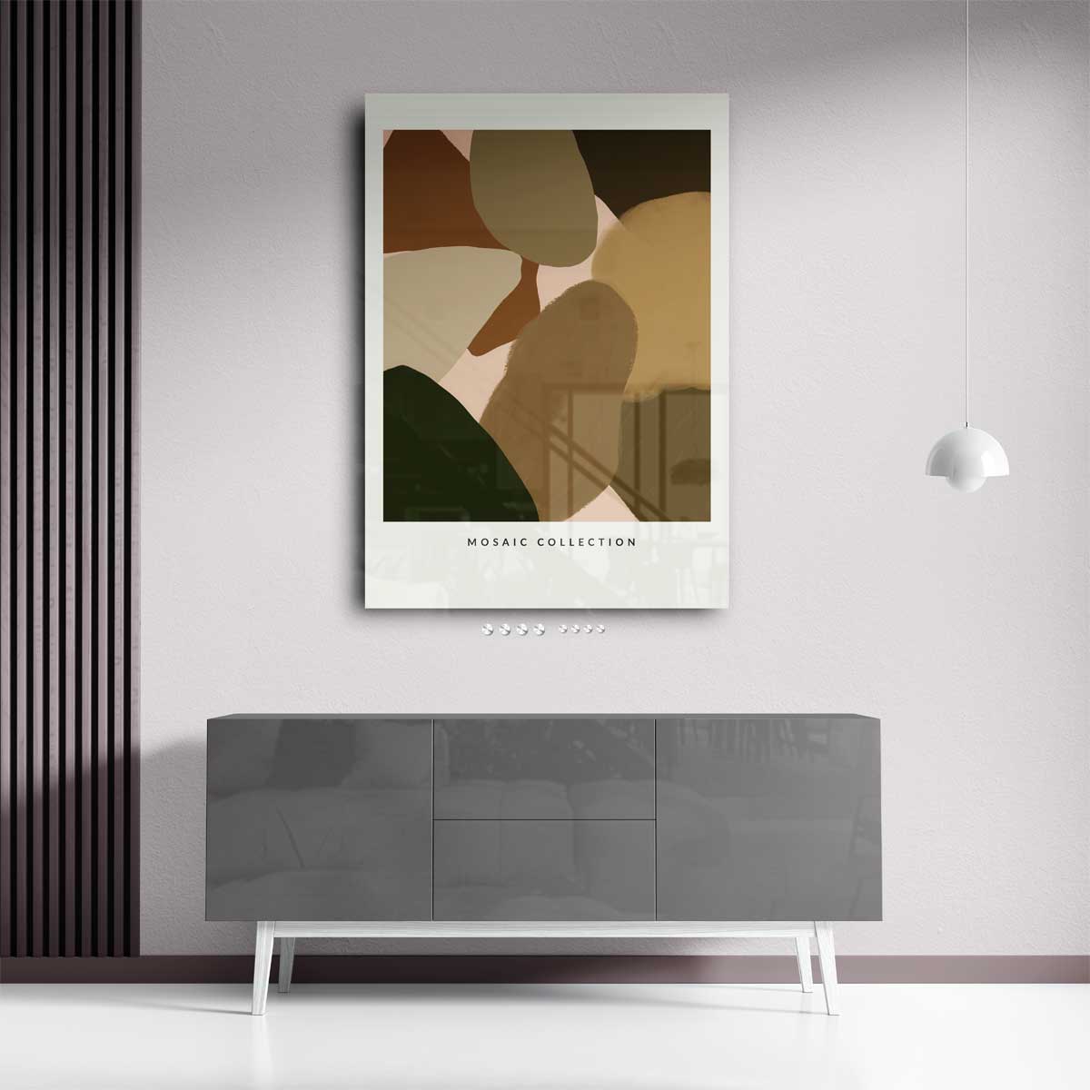 Aardse Abstracte Mozaïek – staand kunstwerk voor modern interieur
