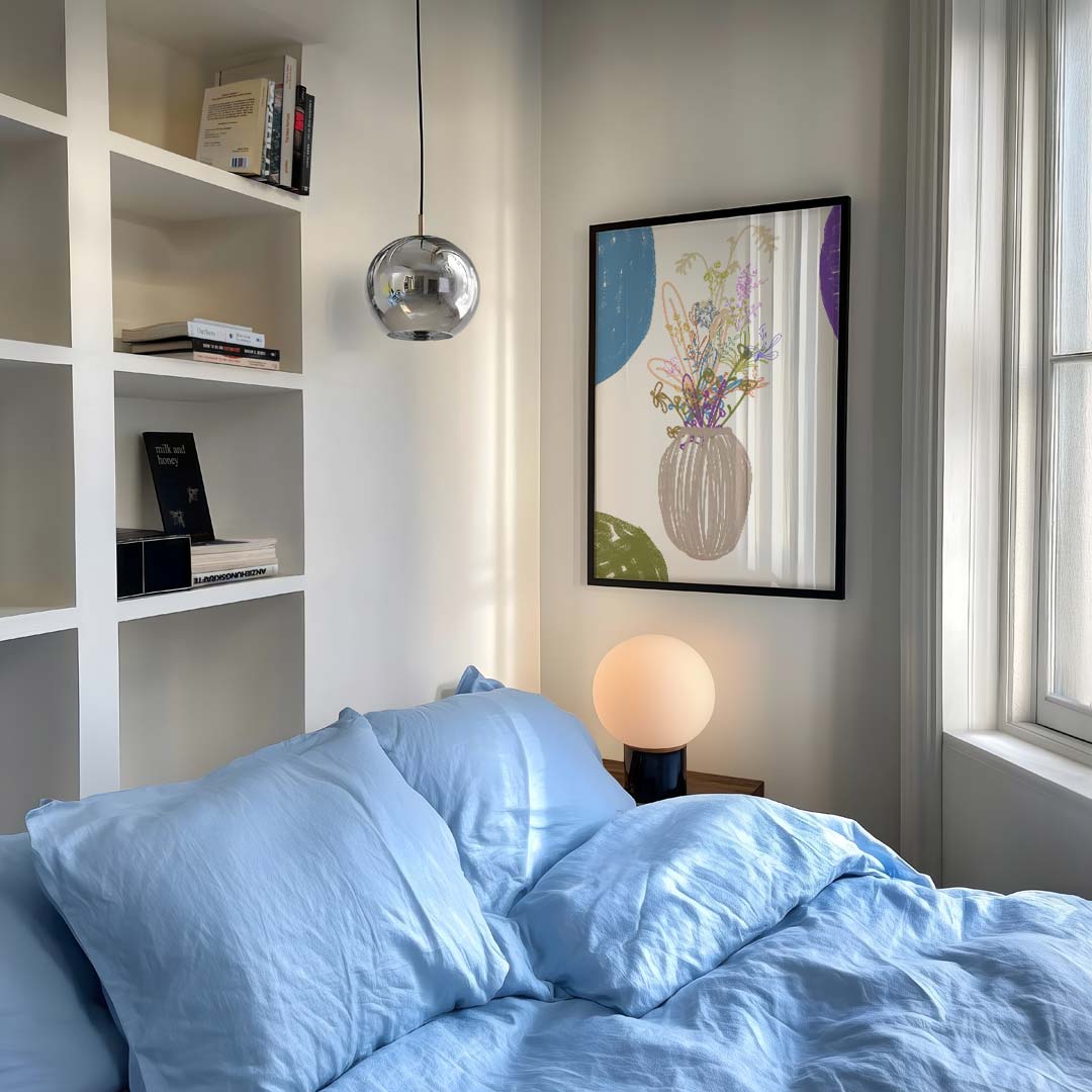 Bloeiende Vaas Tekening – staande muurposter met bloemen