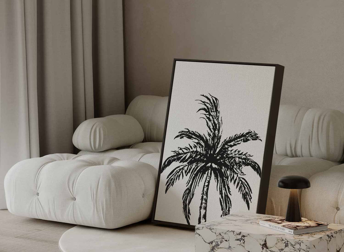 Zwart-Wit Palm Boom – dibond kunstwerk als wanddecoratie