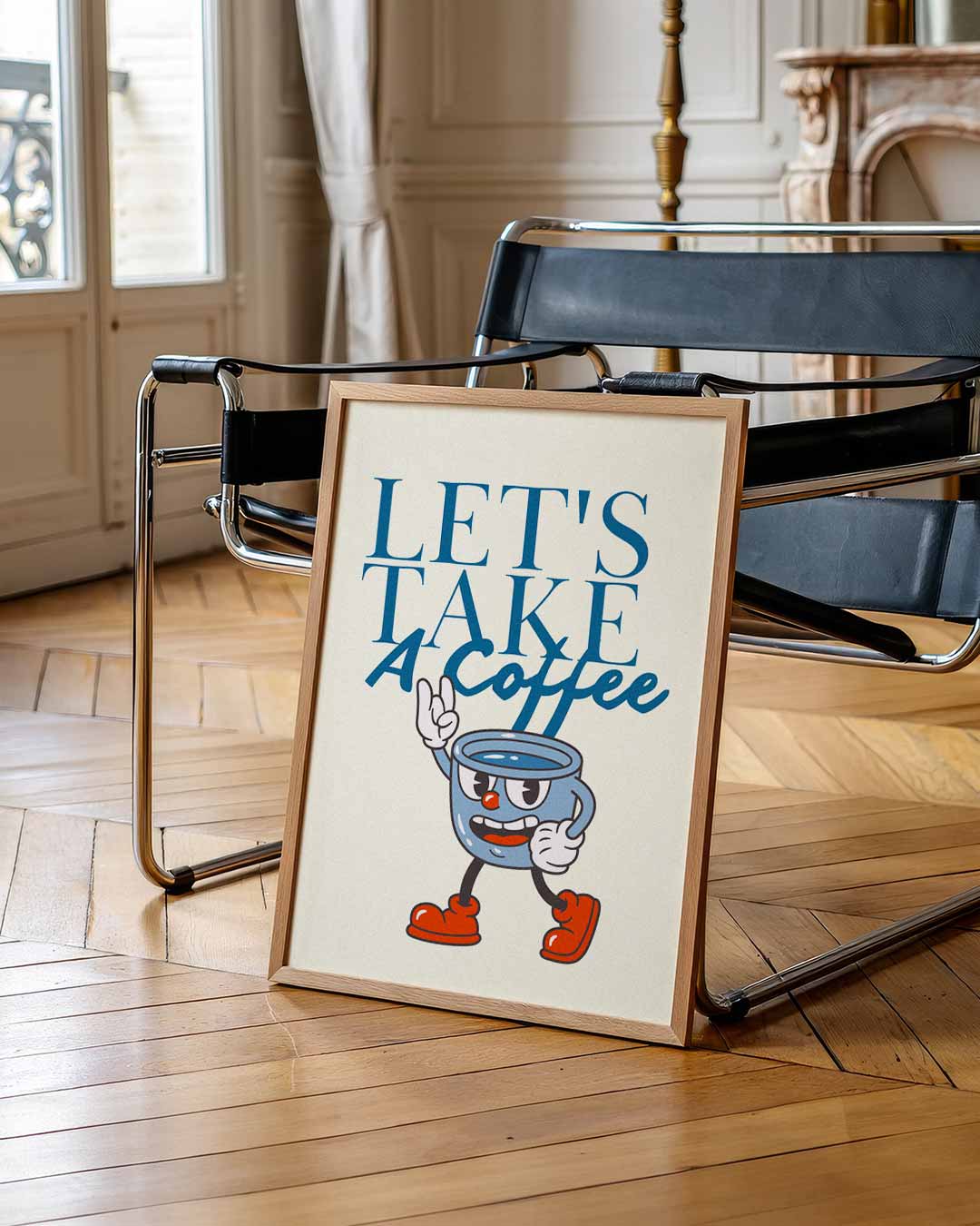 Let's Take a Coffee – zomerse wandkunst als portret poster