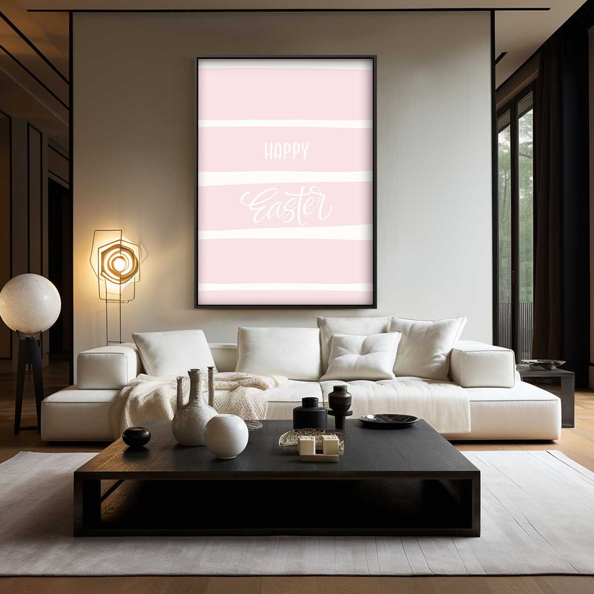 Vrolijk Pasen Retro Stijl Poster – dibond wanddecoratie in staand formaat