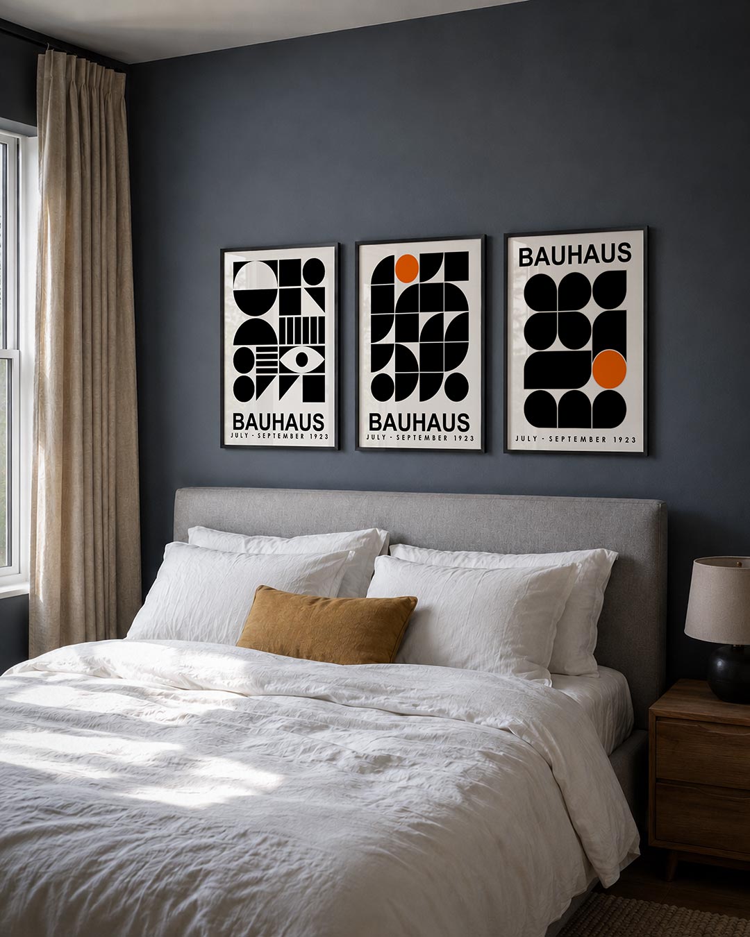 Vormen en vlakken posterset – derde productweergave – deze posterset in drie delen toont een spel van zwarte geometrische