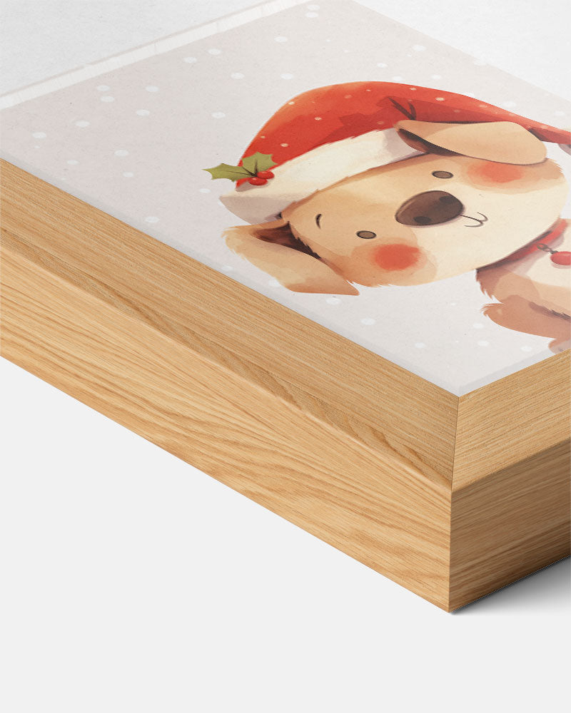 Schattige Kerst Puppy – kids poster als vrolijke staande wanddecoratie