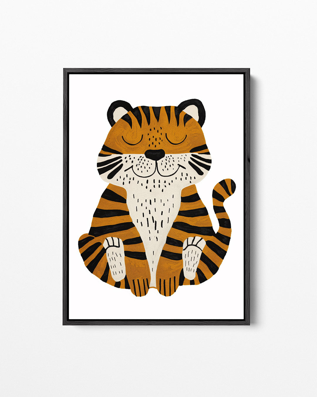 Speelse tijger illustratie – staand wanddecoratie kunstwerk