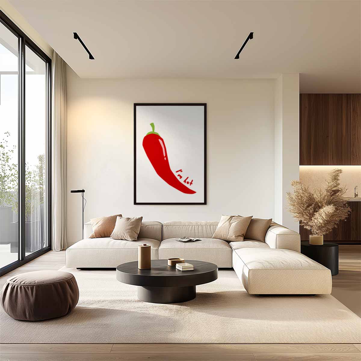 Pittige Paprika – kunstwerk met zwarte baklijst