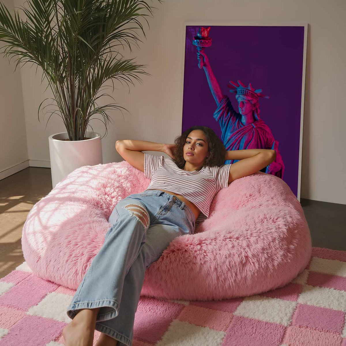 Vrijheidsbeeld in Neon – staande muurposter met Popart uitstraling