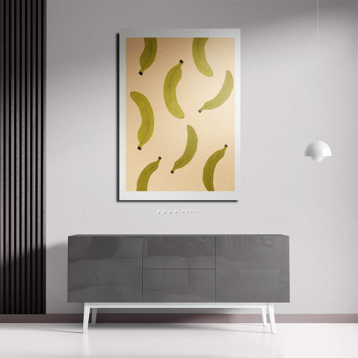 Speelse Bananen Illustratie – staande wandkunst voor woonkamer of interieur