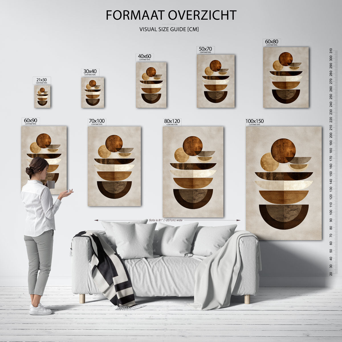 Gestapelde vormen – staande muurposter met abstracte vormen