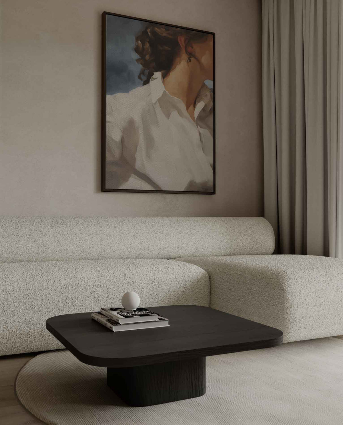 Zacht Portret met Witte Blouse – canvas wanddecoratie in portret formaat