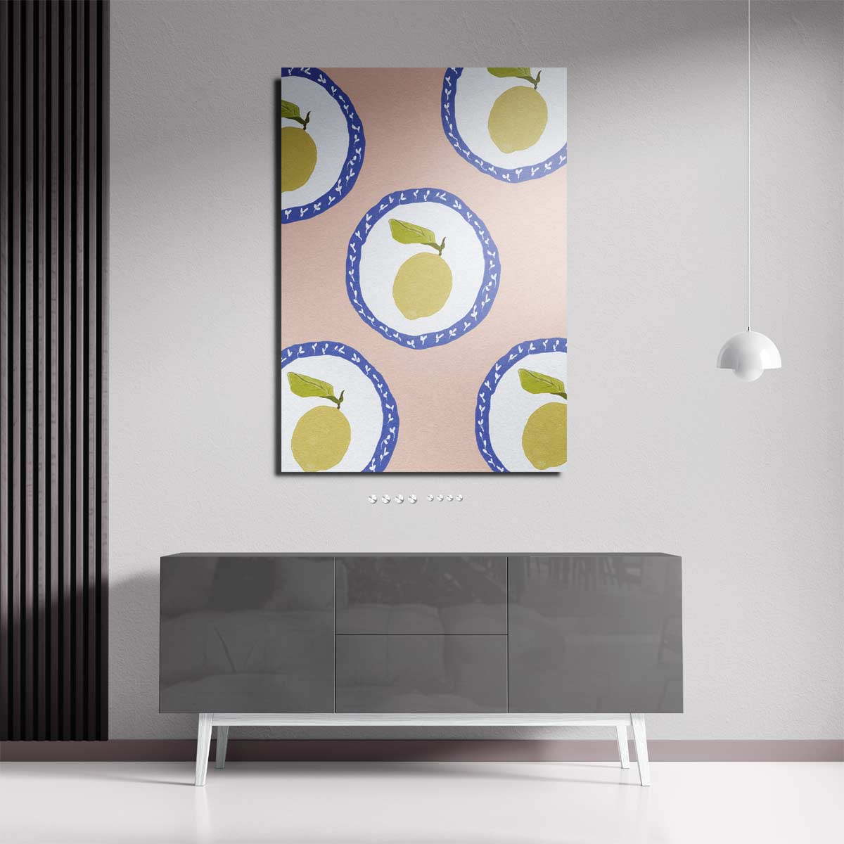 Zomerse Citroenen op Bord – staande wandkunst voor woonkamer of interieur