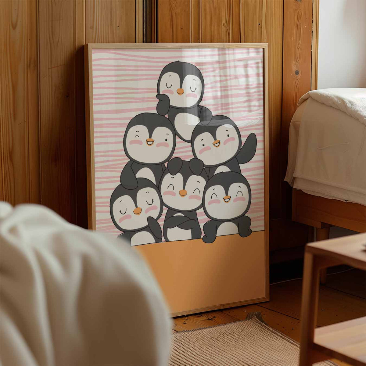 Vrolijke Pinguïn Vriendjes – kinderposter in staand formaat